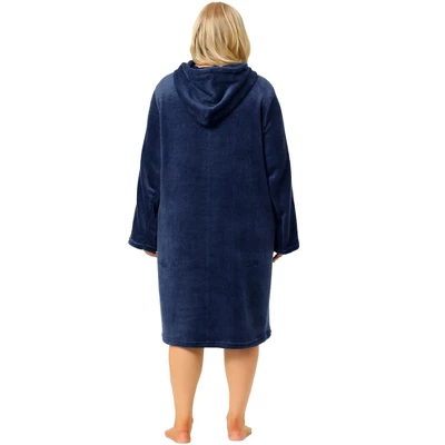 Agnes Orinda Women's Plus Size Flannel Hoodie Pocket Midi Nightgowns 6 Agnes Orinda Women's Plus Size Flannel Hoodie Pocket Midi Nightgowns - Image 4