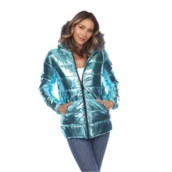 Metallic Puffer Coat With Hoodie - White Mark -MR Ave Clothing Shop GUEST 04f1777f 48b6 4b7b a411 fa2920daad82