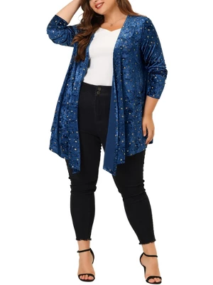 Agnes Orinda Women's Plus Size Elegant 3/4 Sleeve Star Print Shrug Cardigan 7 Agnes Orinda Women's Plus Size Elegant 3/4 Sleeve Star Print Shrug Cardigan - Image 5