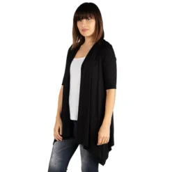 24seven Comfort Apparel Loose Fit Open Front Cardigan Vest