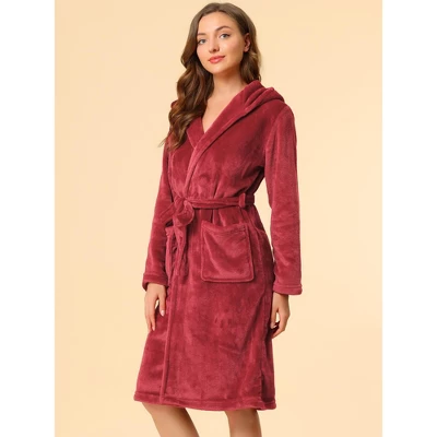 Allegra K Women's Hooded Pajamas Luxurious Flannel Fleece Nightgown Midi Warm Bathrobe 5 Allegra K Women's Hooded Pajamas Luxurious Flannel Fleece Nightgown Midi Warm Bathrobe - Image 3