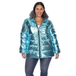 Plus Size Metallic Puffer Coat With Hoodie - White Mark -MR Ave Clothing Shop GUEST 2a96e363 360e 4be0 8ec6 72dc8f0d207a