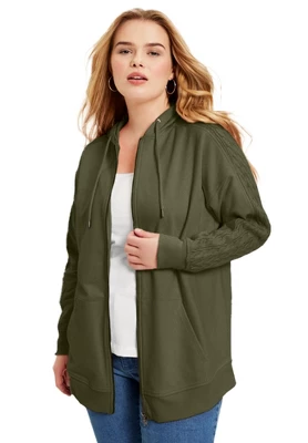 June + Vie By Roaman's Women’s Plus Size Cable-Knit Zip-Up Sweatshirt 5 June + Vie By Roaman's Women’s Plus Size Cable-Knit Zip-Up Sweatshirt - Image 3