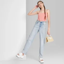 Women's Super-High Rise Distressed Straight Jeans - Wild Fable™ Light Wash -MR Ave Clothing Shop GUEST 2f8acc41 cf25 4c1b 8ab8 a964a3634ed3