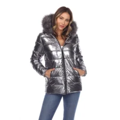 Metallic Puffer Coat With Hoodie - White Mark -MR Ave Clothing Shop GUEST 37667ee5 34f5 420a 9368 39f5ae1efaa0