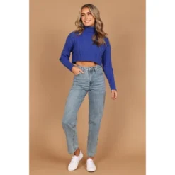 Petal And Pup Womens Kellan Turtleneck Cable Crop Knit Sweater