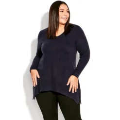 Women's Plus Size Deep Valley V Neck Sweater - Navy | AVENUE -MR Ave Clothing Shop GUEST 49f8d9b3 b716 47af 8870 0da869fe749b
