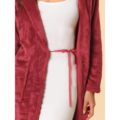 Allegra K Women's Hooded Pajamas Luxurious Flannel Fleece Nightgown Midi Warm Bathrobe 7 Allegra K Women's Hooded Pajamas Luxurious Flannel Fleece Nightgown Midi Warm Bathrobe - Image 5