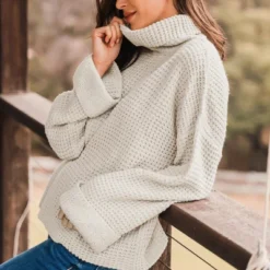 Women's Turtleneck Drop Shoulder Sweater - Cupshe