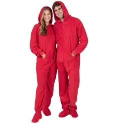 Footed Pajamas - Bright Red Adult Hoodie Fleece Onesie -MR Ave Clothing Shop GUEST 5867d469 0e8a 4efd 8de3 5198ba34f217