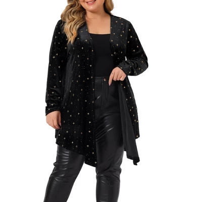 Agnes Orinda Women's Plus Size Elegant 3/4 Sleeve Star Print Shrug Cardigan 8 Agnes Orinda Women's Plus Size Elegant 3/4 Sleeve Star Print Shrug Cardigan - Image 6
