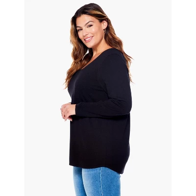 NIC+ZOEVital V-Neck Sweater Black Onyx Plus 1X 3 NIC+ZOEVital V-Neck Sweater Black Onyx Plus 1X