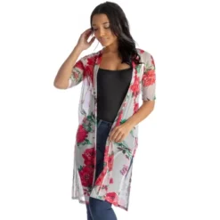 24seven Comfort Apparel Plus Size White And Red Floral Pattern Knee Length Sheer Cardigan 13 24seven Comfort Apparel Plus Size White And Red Floral Pattern Knee Length Sheer Cardigan -MR Ave Clothing Shop GUEST 6539f36c d495 486e 85c4 9bf8ee19fead