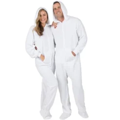 Footed Pajamas - Arctic White Adult Hoodie Fleece Onesie -MR Ave Clothing Shop GUEST 65ad92f9 4b4f 436e 8d35 5cadb262e2d7