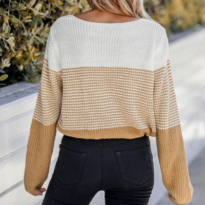Women's Striped Colorblock Drop Sleeve Sweater - Cupshe 6 Women's Striped Colorblock Drop Sleeve Sweater - Cupshe - Image 4