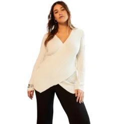 June + Vie By Roaman's Women’s Plus Size Crossover Sweater