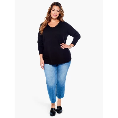 NIC+ZOEVital V-Neck Sweater Black Onyx Plus 1X 5 NIC+ZOEVital V-Neck Sweater Black Onyx Plus 1X - Image 3