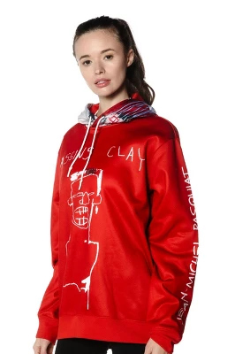 Members Only - Women's Basquiat X Members Only Hoodie Oversized Jacket - Red 3 Members Only - Women's Basquiat X Members Only Hoodie Oversized Jacket - Red