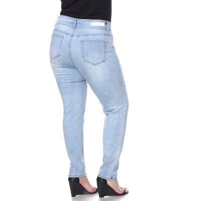 Women's Plus Size Super Stretch Light Blue Denim - White Mark 6 Women's Plus Size Super Stretch Light Blue Denim - White Mark - Image 4