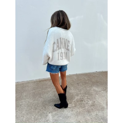 Women's Ascot + Hart Cannes Graphic Cardigan - Off-White 6 Women's Ascot + Hart Cannes Graphic Cardigan - Off-White - Image 4