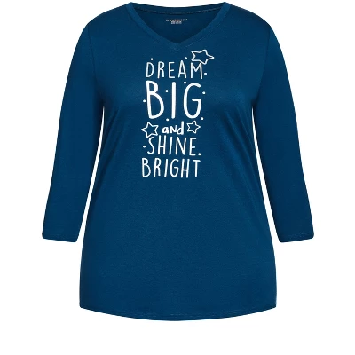 Women's Plus Size Dream Big Sleep Top - Navy | AVENUE 4 Women's Plus Size Dream Big Sleep Top - Navy | AVENUE - Image 2