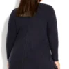 Women's Plus Size Deep Valley V Neck Sweater - Navy | AVENUE