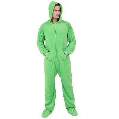 Footed Pajamas - Emerald Green Adult Hoodie Fleece Onesie 4 Footed Pajamas - Emerald Green Adult Hoodie Fleece Onesie - Image 2