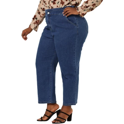 Agnes Orinda Women's Plus Size Pant Pockets Zip Up Button Fly Elastic Waist Denim Jeans 8 Agnes Orinda Women's Plus Size Pant Pockets Zip Up Button Fly Elastic Waist Denim Jeans - Image 6