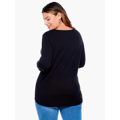 NIC+ZOEVital V-Neck Sweater Black Onyx Plus 1X 4 NIC+ZOEVital V-Neck Sweater Black Onyx Plus 1X - Image 2