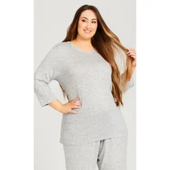 Women's Plus Size V Plain Hacci Top - Gray | AVENUE 13 Women's Plus Size V Plain Hacci Top - Gray | AVENUE -MR Ave Clothing Shop GUEST c73f7ade 7ec1 4653 b187 dfe55588ad7c