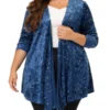 Agnes Orinda Women's Plus Size Elegant 3/4 Sleeve Star Print Shrug Cardigan