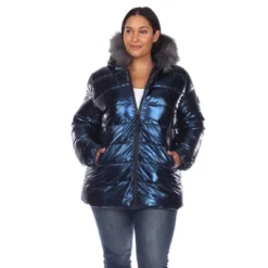 Plus Size Metallic Puffer Coat With Hoodie - White Mark -MR Ave Clothing Shop GUEST cf17b12d 64e4 4822 b9ea b50df6b701d0