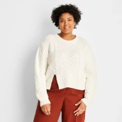 Women's Cropped Cable Knit Crewneck Sweater - Future Collective™ With Reese Blutstein 10 Women's Cropped Cable Knit Crewneck Sweater - Future Collective™ With Reese Blutstein -MR Ave Clothing Shop GUEST d17e6052 7c53 40a5 9dfe 19db5195f360