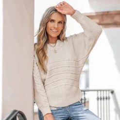 Women's Toasty Crochet Knit Drop Shoulder Sweater - Cupshe