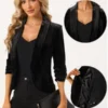 Allegra K Velvet Cardigan For Women's Lapel Collar Open Front Cardigan