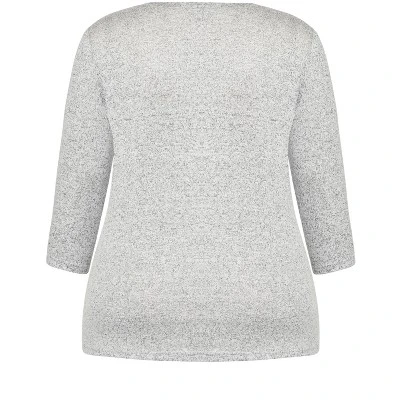 Women's Plus Size V Plain Hacci Top - Gray | AVENUE 7 Women's Plus Size V Plain Hacci Top - Gray | AVENUE - Image 5