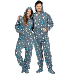 Footed Pajamas - Merry Gnomes Adult Hoodie Fleece Onesie -MR Ave Clothing Shop GUEST e8ce68d9 da1c 4d9c a4f5 cabbe44730e2