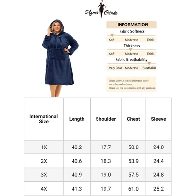 Agnes Orinda Women's Plus Size Flannel Hoodie Pocket Midi Nightgowns 7 Agnes Orinda Women's Plus Size Flannel Hoodie Pocket Midi Nightgowns - Image 5