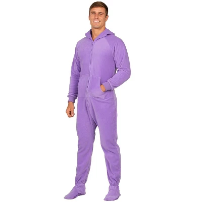 Footed Pajamas - Royal Purple Adult Hoodie Fleece Onesie 4 Footed Pajamas - Royal Purple Adult Hoodie Fleece Onesie - Image 2