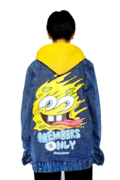 Members Only - Women's Spongebob Hoodie Trucker Oversized Jacket